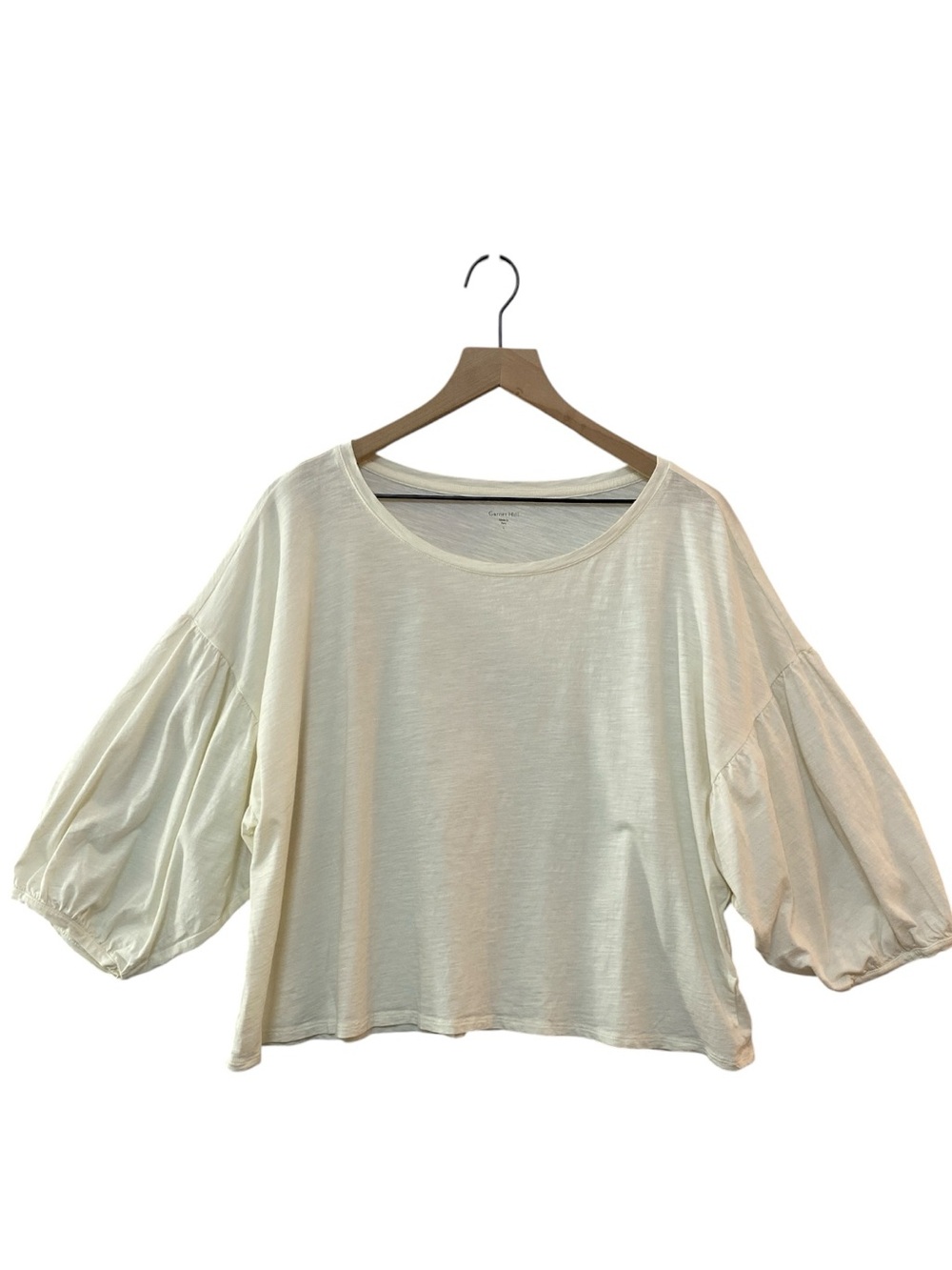 Garnet Hill Organic Cotton Creme Top Size L Oversized Lightweight Minimalist
